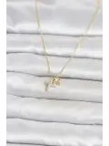 Pirinç Gold Renk Minimal Kutup Yıldızı Model Kadın Kolye