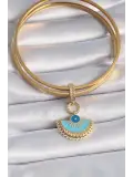 Pirinç Gold Renk Nazar Boncuklu Ajda Charm