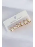 Pirinç Gold Renk Oval Bombeli Küpe Seti