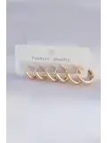 Pirinç Gold Renk Oval Küpe Seti