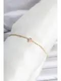 Pirinç Gold Renk Pembe Damla Model Su Yolu Kadın Bileklik