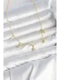 Pirinç Gold Renk Sıralı Minimal Kutup Yıldızı Model Kadın Kolye