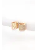 Pirinç Gold Renk Taşlı Minimal Küpe