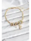 Pirinç Gold Renk Tinkerbell Charmlı Kadın Bileklik