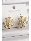 Pirinç Gold Renk Virüs Figür Model Kadın Küpe