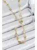 Pirinç Gold Renk Yıldızlı Kadın Y Kolye