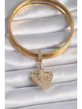 Pirinç Gold Renk Zirkon Taşlı Çapa Model Ajda Charm