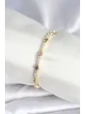 Pirinç Gold Renk Zirkon Taşlı Kadın Bileklik