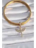 Pirinç Gold Renk Zirkon Taşlı Mikail Model Ajda Charm