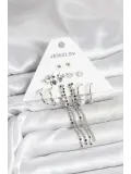 Pirinç Gümüş Renk 6 Çift Kadın Küpe