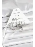 Pirinç Gümüş Renk 6 Çift Kadın Küpe Seti