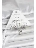 Pirinç Gümüş Renk 6lı Kadın Küpe Seti