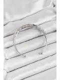 Pirinç Gümüş Renk Arpa Zirkon Taşlı Kadın Bileklik