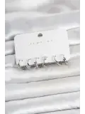 Pirinç Gümüş Renk Botega Model Kadın Küpe Seti