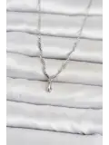 Pirinç Gümüş Renk Damla Model Kadın Kolye