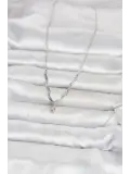 Pirinç Gümüş Renk Damla Model Kadın Kolye