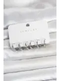 Pirinç Gümüş Renk Halka Kadın Küpe Seti