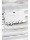 Pirinç Gümüş Renk Kadın Küpe Seti