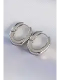 Pirinç Gümüş Renk Kalın Kemik Model Küpe