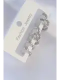 Pirinç Gümüş Renk Kalp Model Küpe Seti