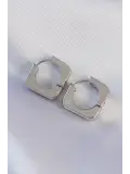 Pirinç Gümüş Renk Kare Küpe