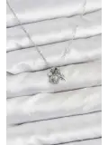 Pirinç Gümüş Renk Minimal Charmlı Kadın Kolye