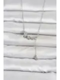 Pirinç Gümüş Renk Minimal Sallantılı Yıldız Model Kadın Kolye