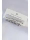 Pirinç Gümüş Renk Oval Bombeli Küpe Seti