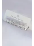Pirinç Gümüş Renk Oval Küpe Seti