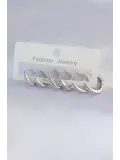 Pirinç Gümüş Renk Oval Küpe Seti