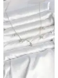 Pirinç Gümüş Renk Sıralı Minimal Kutup Yıldızı Model Kadın Kolye