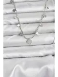 Pirinç Gümüş Renk Yonca Model Kadın Kolye