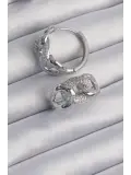 Pirinç Gümüş Renk Zirkon Taşlı Samanyolu Küpe
