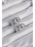 Pirinç Gümüş Renk Zirkon Taşlı Samanyolu Küpe