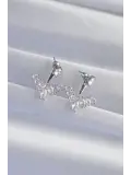 Pirinç Gümüş Renk Zirkon Taşlı V Model Küpe