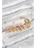 Pirinç Halka Model Gold Renk Kadın Set Küpe