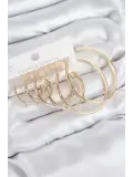 Pirinç Halka Model Gold Renk Kadın Set Küpe
