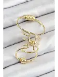 Pirinç Halkalı Model Gold Renk Kıkırdak Küpe