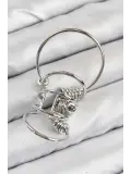 Pirinç Halkalı Model Gümüş Renk Kıkırdak Küpe