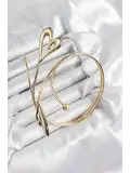 Pirinç Kalp Model Gold Renk Kadın Pazu Bileklik