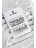 Pirinç Karışık Halka Model Gümüş Renk 6 Çift Kadın Küpe Set