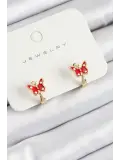 Pirinç Kelebek Model Gold Renk Çocuk Küpe