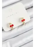 Pirinç Kiraz Model Gold Renk Çocuk Küpe