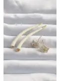 Pirinç Krem Renk Botega Küpe