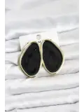 Pirinç Siyah Mineli Damla Model Vintage Plaka Kadın Küpe