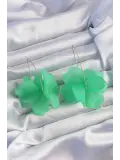 Pirinç Yeşil Renkli Flora Küpe