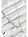 Pirinç Yılan Model Gümüş Renk Asansörlü Kadın Kolye