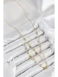 Pirinç Zirkon Taşlı Kalp Model Gold Renk Y Kolye