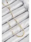 Pirinç Zirkon Taşlı Model Gold Renk Y Kolye