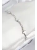 Pirinç Zirkon Taşlı Yonca Model Gümüş Renk Kadın Bileklik